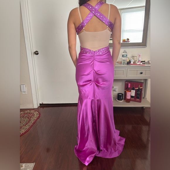 Pink-Purple Ruched Prom Dress - Picture 2 of 3